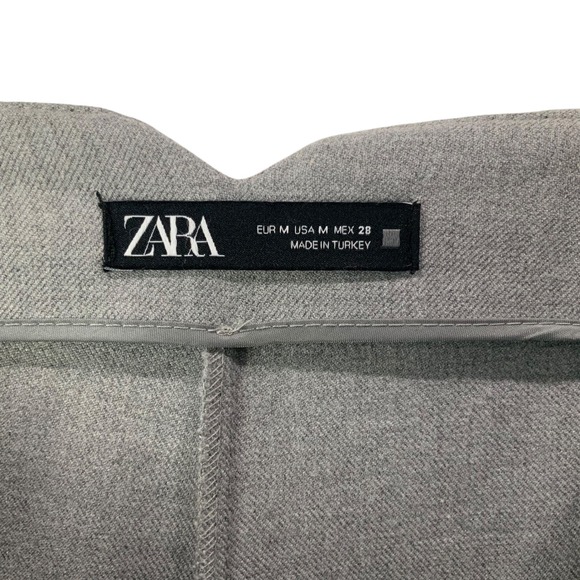 ZARA Women's Gray High Waisted Pleated Trousers Size M Slash Pockets - Picture 3 of 4